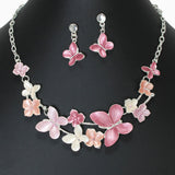 103499, BUTTERFLY & FLOWER ENAMEL NECKLACE