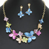 103499, BUTTERFLY & FLOWER ENAMEL NECKLACE