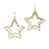 103512, HAMMERED DOUBLE STAR METAL DANGLE EARRING