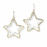 103512, HAMMERED DOUBLE STAR METAL DANGLE EARRING