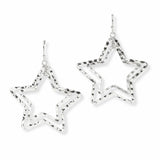 103512, HAMMERED DOUBLE STAR METAL DANGLE EARRING