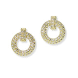 103513, 14K GOLD PLATED, PAVE CUBIC ZIRCONIA ROUND DESIGNER INSPIRED STUD EARRING