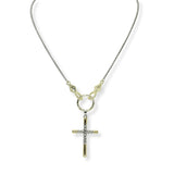 103516, 14K GOLD PLATED, CROSS CHARM DESIGNER INSPIRED NECKLACE