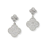 103518, CLOVER PAVE CUBIC ZIRCONIA DESIGNER INSPIRED DANGLE EARRING