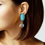 103522, TURQUOISE STONE WITH HORSE CHARM EARRING
