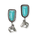 103522, TURQUOISE STONE WITH HORSE CHARM EARRING