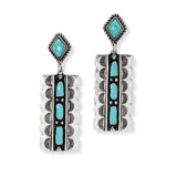 103526, WESTERN GEOMETRIC TURQUOISE STONE DANGLE EARRING
