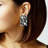 103527, WESTERN RECTANGLE RHINESTONE ACCENT EARRING