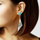 103529, WESTERN GEOMETRIC TURQUOISE STONE DANGLE EARRING