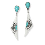 103529, WESTERN GEOMETRIC TURQUOISE STONE DANGLE EARRING