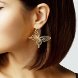 103533, CUBIC ZIRCONIA ACCENT CUTOUT BUTTERFLY EARRING