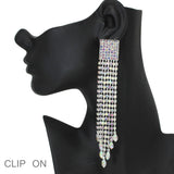 103539, CRYSTAL RHINESTONE DROP DANGLE CLIP ON EARRING