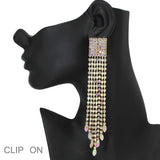 103539, CRYSTAL RHINESTONE DROP DANGLE CLIP ON EARRING