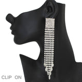 103539, CRYSTAL RHINESTONE DROP DANGLE CLIP ON EARRING
