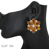 103540, FLOWER RHINESTONE CLIP ON EARRING