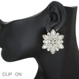 103540, FLOWER RHINESTONE CLIP ON EARRING