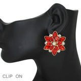 103540, FLOWER RHINESTONE CLIP ON EARRING