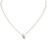 103545, DAINTY PAVE DOUBLE CROSS NECKLACE