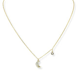 103555, DAINTY PAVE CRESCENT MOON CHARM NECKLACE