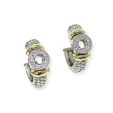 103556, 14K GOLD PLATED, CIRCLE PAVE CUBIC ZIRCONIA DESIGNER INSPIRED HOOP EARRING