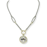 103558, 14K GOLD PLATED, CLOVER PAVE CUBIC ZIRCONIA DESIGNER INSPIRED NECKLACE