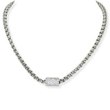 103559, 14K GOLD PLATED, PAVE CUBIC ZIRCONIA BARREL MAGNETIC CLOSURE NECKLACE
