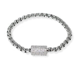 103560, 14K GOLD PLATED, PAVE CUBIC ZIRCONIA BARREL MAGNETIC CLOSURE BRACELET