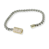 103560, 14K GOLD PLATED, PAVE CUBIC ZIRCONIA BARREL MAGNETIC CLOSURE BRACELET