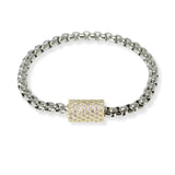 103560, 14K GOLD PLATED, PAVE CUBIC ZIRCONIA BARREL MAGNETIC CLOSURE BRACELET