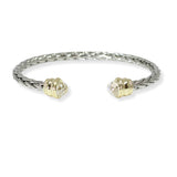 103561, CUBIC ZIRCONIA ACCENT DESIGNER INSPIRED CABLE CUFF BRACELET