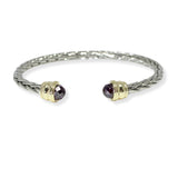 103561, CUBIC ZIRCONIA ACCENT DESIGNER INSPIRED CABLE CUFF BRACELET