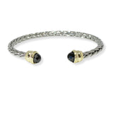 103561, CUBIC ZIRCONIA ACCENT DESIGNER INSPIRED CABLE CUFF BRACELET