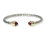103561, CUBIC ZIRCONIA ACCENT DESIGNER INSPIRED CABLE CUFF BRACELET