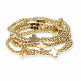 103564, CROSS ACCENT MULTI LAYERED BEADED STRETCH BRACELET