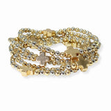 103564, CROSS ACCENT MULTI LAYERED BEADED STRETCH BRACELET