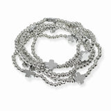 103564, CROSS ACCENT MULTI LAYERED BEADED STRETCH BRACELET