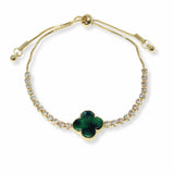 103565, CLOVER ACCENT RHINESTONE ADJUSTABLE BRACELET