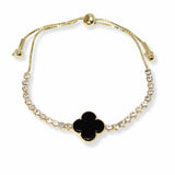 103565, CLOVER ACCENT RHINESTONE ADJUSTABLE BRACELET