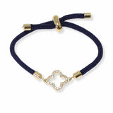103566, PAVE CLOVER TIE ADJUSTABLE BRACELET