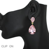 103570, TEARDROP RHINESTONE DANGLE CLIP ON EARRING