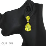 103570, TEARDROP RHINESTONE DANGLE CLIP ON EARRING