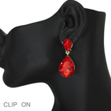 103570, TEARDROP RHINESTONE DANGLE CLIP ON EARRING