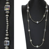 103578, WESTERN SQUARE GLASS WITH NAVAJO BEADED 2PCS NECKLACE