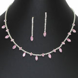 103596, MARQUISE CUBIC ZIRCONIA ACCENT CRYSTAL RHINESTONE NECKLACE SET