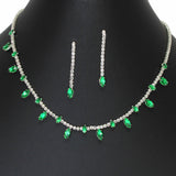 103596, MARQUISE CUBIC ZIRCONIA ACCENT CRYSTAL RHINESTONE NECKLACE SET