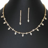 103596, MARQUISE CUBIC ZIRCONIA ACCENT CRYSTAL RHINESTONE NECKLACE SET