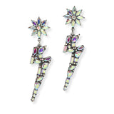 103604, WESTERN LIGHTENING BOLT RHINESTONE DANGLE EARRING