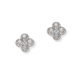103612, CLOVER CUBIC ZIRCONIA DESIGNER INSPIRED STUD EARRING