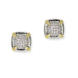 103615, 14K GOLD PLATED, MICRO PAVE CUBIC ZIRCONIA DESIGNER INSPIRED STUD EARRING