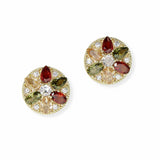 103616, 14K GOLD PLATED, MARQUISE CUBIC ZIRCONIA ACCENT DESIGNER INSPIRED STUD EARRING